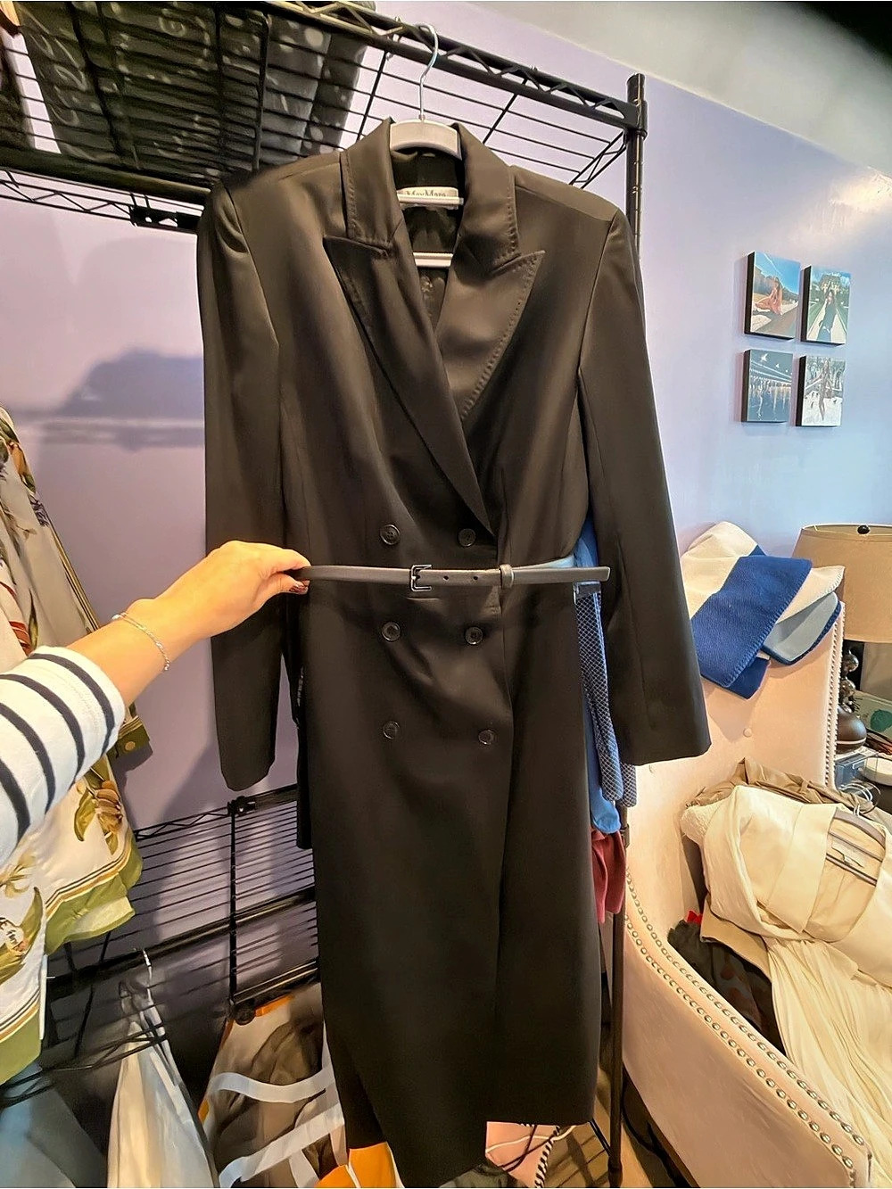 Max Mara Women's Black Double-Breasted Coat Like New